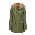 YFFUSHI Manteau Femme Veste Parka Hiver Chaud Épais Hoody Outwear Chapeau Poches Automne,Vert,S