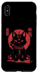 Coque pour iPhone XS Max Chat Maneki-Neko en colère porte-bonheur avec art japonais Kanji