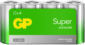 GP Super Alkaline Battery, Size C, 14A/LR14, 1.5V, 4-pack