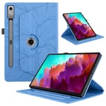 TEDTIKJT Coque pour Tablette Lenovo Xiaoxin Pad Pro/Lenovo Tab P12 12.7 Pouces 2023 Etui Rotatif 360 Housse PU Cuir Flip Protection Cover Case avec Fonction de Support, Bleu Arbre