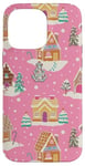 iPhone 14 Pro Max Preppy Pink Christmas Gingerbread House and Xmas Tree Winter Case