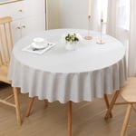 Homaxy Nappe de Table Aspect Lin Nappe Ronde 140 cm Nappe Exterieur Imperméable Anti-tâche Protection de Table pour Salle à Mangerr,Jardin - Gris Clair