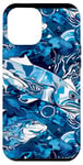 Coque pour iPhone 12 Pro Max Bleu Abstrait Paisley Camo Drapeau Américain Pêche au bar