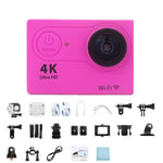 Caméra d'action 4K 1080P/30fps HD Wifi Sports Camera 170D 30m sous-marine Casque étanche cam Mini caméras extérieures télécommande,Pink- No Card