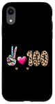 Coque pour iPhone XR Peace Love 100 Days Of School Cœur léopard