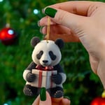 Kreativ bedårande tecknad Panda hem julgran hängande prydnader Akryl platt juldekorationer F One Size