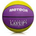 meteor Ballon de Basket-Ball de Basket-Ball - Taille 5 ou 6 ou 7 - Taille Enfant et Jeune et Adulte de Basket-Ball idéal pour la Formation de Basket-Ball - Layup (5, Bleu/Jaune/Vert)