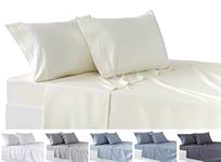 Todocama Parure de lit 4 pièces – Drap Housse réglable – Comptoir – Deux taies d'oreiller de 50 x 80 cm (lit 90 – 90 x 190/200 cm, Beige)