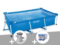 Kit piscine tubulaire rectangulaire Intex 3,00 x 2,00 x 0,75 m + Filtration ? cartouche + 6 cartouches de filtration