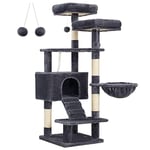 Feandrea Cat Tree, Cat Tower 142 cm, Cat Activity Center, Smoky Grey