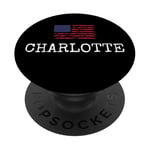 Charlotte City Drapeau USA Voyageant US Amérique Town PopSockets PopGrip Adhésif