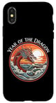 Coque pour iPhone X/XS Année du Dragon #17 Sea Dragon Coucher de Soleil Vagues Rétro