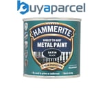 Hammerite 5084904 Direct to Rust Satin Finish Metal Paint Black 250ml HMMSFSB250