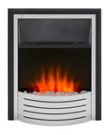 Glen Fulford Optiflame Inset Electric Fire, Contemporary Style Black and Stainless Steel LED Flame Effect Fire, 2KW Adjustable Fan Heater, Easy Fit