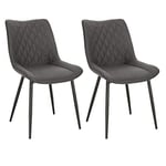 WOLTU Chaise de Salle à Manger Lot de 2, Moderne Chaise de Cuisine, Chaise scandinave, Chaise Coiffeuse, pour Salle de Séjour, Chambre à Coucher, en Tissu Scientifique et métal Gris Foncé BH248dgr-2