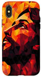 Coque pour iPhone X/XS Orange Abstrait Géométrique Jésus King Bible Écriture Citation