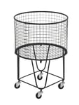 CosmoLiving by Cosmopolitan Metal Deep Set Metal Mesh Laundry Basket Storage Cart with Wheels, 17 Inch x 17 Inch x 25 Inch, Black