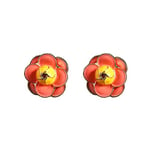 ZSCZQ Boucles d'oreilles camélia de Haute qualité Petit Parfum de Mode Fleur Femme Boucle d'oreille de fête Rouge