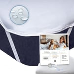 Komfortec Alèse imperméable pour lit de bébé/Enfant - 60 x 120 cm - en Coton - Respirante - sans Plis - Blanc
