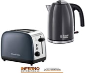 Russell Hobbs Colour Plus Stainless Kettle And Matching Toaster Set In Grey