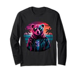 Vaporwave Rizzly Bear Synthwave Retrowave Aesthetic Vibes Long Sleeve T-Shirt