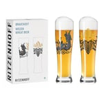 Ritzenhoff 3481010 Lot de 2 verres à bière de blé 500 ml – Série Brauchzeit – Motif runes – Doré et noir – Fabriqué en Allemagne