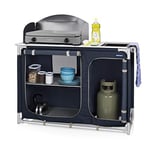 Campart KI-0753 Outdoor Camping Kitchen – Sink and Windshield included – Carrier bag included – Adjustable feet – 102 x 48 x 85/116cm, Blue