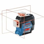 Bosch Professional 12V System Niveau Laser Lignes GLL 3-80 C (1 batterie 12V, laser rouge, pour l'intérieur, avec fonction d'application, portée : jusqu’à 30 m, support universel BM 1, L-BOXX)