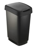 Rotho Salsa Poubelle 50 l avec couvercle, plastique (PP) sans BPA, noir, 50 l (40,1 x 29,8 x 60,2 cm)