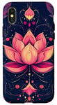 Coque pour iPhone X/XS Rose Pop Art Fleur de Lotus Ethnique Ornements Célestes