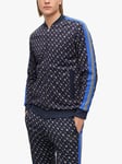 BOSS Skiles Printed Monogram Tracksuit Jacket, Blue/Multi