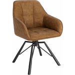 Chaise Pivotante à 360°, Chaise Salle à Manger Scandinave, Fauteuil en Faux Cuir Vintage, Marron Clair - Woltu