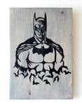 Wall Plaque Batman Handmade Reclaimed Wood Pallet Sign On Driftwood Stain