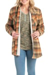 Legendary Whitetails Women's Open Country Flannel Shacket Sherpa Lined Plaid Fleece Shirt Jacket Ladies Western Clothing Coat, Rustic, XS