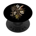 Crystal skull and key motif - Goblincore PopSockets Adhesive PopGrip