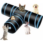 Tunnel Chat Jeu Chat, Tunnel Lapin Pet Tunnel 3 Way Crinkle Tunnel Tube Pliable Jouet pour Les Chats Lapins, Chiens, Animaux de Compagnie, avec Jouet