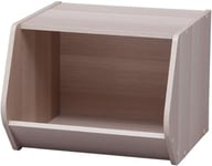 Iris Ohyama, Étagère, Boîte de rangement en bois, Meuble d'appoint, Multifonctionnel, Empilable, Design, Solide, Bureau, Chambre, Salon - Stack Box STB-400 - Marron Clair