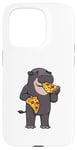 Coque pour iPhone 15 Pro Hippopotame pygmée mangeur de pizza Animaux sauvages