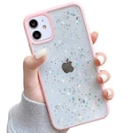 Ownest Compatible for iPhone 11 Case Phone Case Glitter Clear Sparkly Bling Star for Woman Girls Soft TPU Shockproof Anti-scratch Protective Cases for iPhone 11-Pink