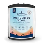 Slumberdown Wonderful Wool Double Duvet - Temperature Regulating 7-9 Tog Mediumweight All Year Round Quilt - 100% British Wool, Soft Cotton Cover, Hypoallergenic, Easy care, Size (200cm x 200cm)