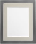 FRAMES BY POST 25mm wide H7 Silver Picture Photo Frame with Light Grey Mount 6 x 4 Image Size 4 x 3 Inch