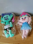 Lot de 2 peluches Trolls 22 cm DreamWorks neufs 