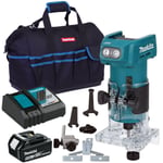 Makita DRT52Z 18V LXT Brushless Router Trimmer 1 x 5.0Ah Battery Charger & Bag