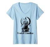 Womens Girls love 3-wick candles black flame candle fant Groovy V-Neck T-Shirt