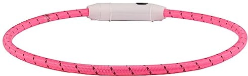 Flamingo Collier Chien Lumineux et Rechargeable Leora Rose - One Size Fits All - câble Micro USB Inclus - IP44 - Visible jusqu'à 500 m - 3 Positions