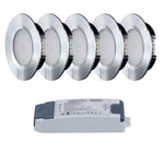 5-pack dimbara LED puckar Q-36A 3,5W 3000K - silver