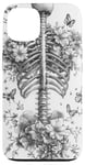 iPhone 13 Skeleton Ribcage Anatomy with Flowers Butterflies Case