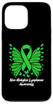 Coque pour iPhone 13 Pro Max Ailes de papillon en ruban vert pour sensibilisation au lymphome non hodgkinien