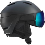 Salomon Driver S Casque de Ski Visière pour Homme, Idéal pour Le Ski et Le Snowboard, Noir, L