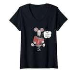 Womens Rat Reading Scary Book For Book Lover Dare To Turn The Page V-Neck T-Shirt